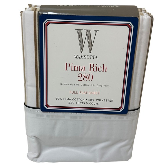 Wamsutta Other - Wamsutta Pima Rich 280 Full Flat Sheet Funstripe Tan Brown Striped Cotton